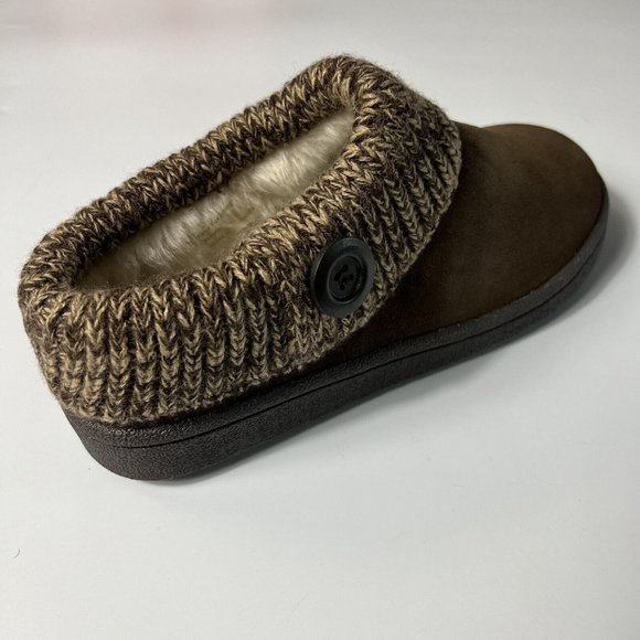 Clarks Women's Knitted Collar Clog Slipper Brown Size 7M Faux Fur Lined - Picture 10 of 10